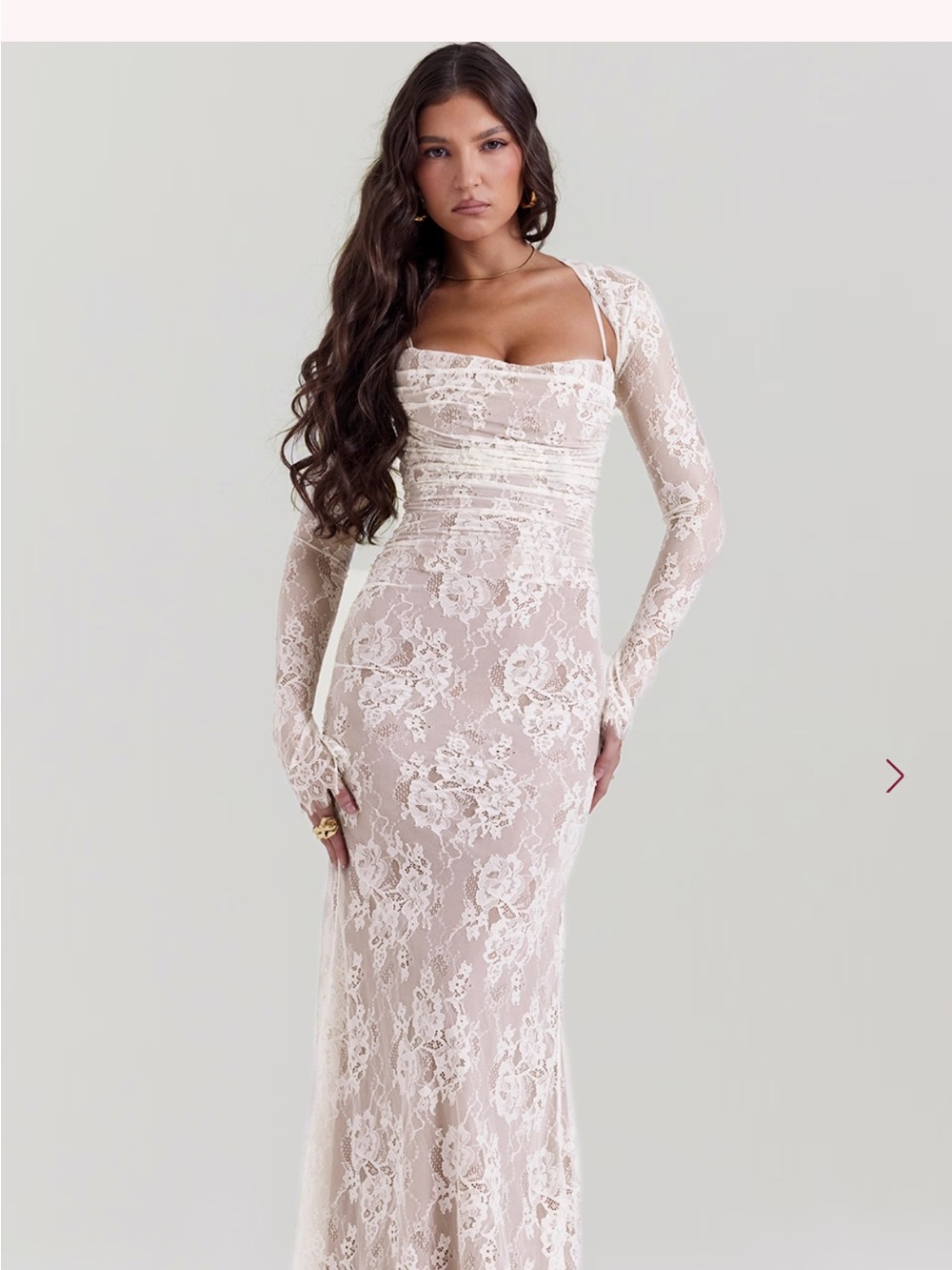 House of CB ARTEMIS Long-Sleeve Ivory Lace  Gown